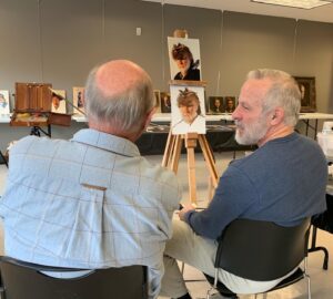 Mike Wimmer demonstrating his painting technique