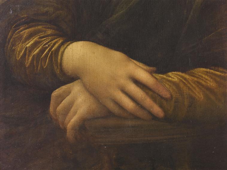 Detail of The Mona Lisa’s hands by Leonardo da Vinci - Louvre