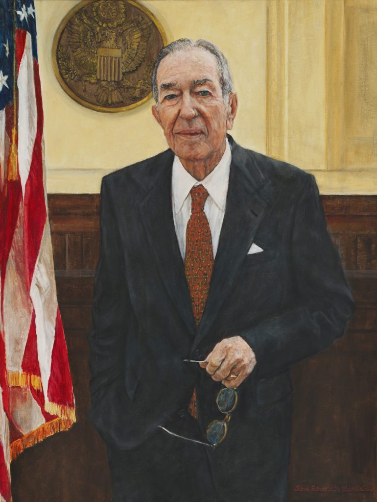 Attorney General Griffin Bell, 40" x 30" oil on linen, by June Blackstock