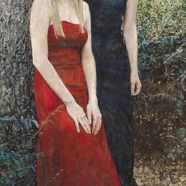 Sally and Jean, 60" x 28" oil on linen, by June Blackstock