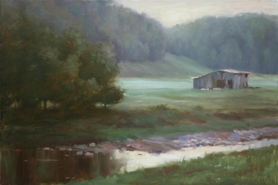Morning Stream, landscape painting by Damon Carter