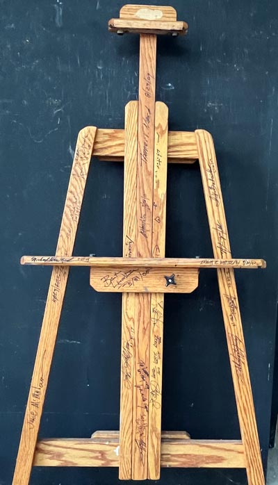 Photo of Lora Hill's easel.