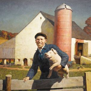 NC Wyeth painting of Farmer and pig