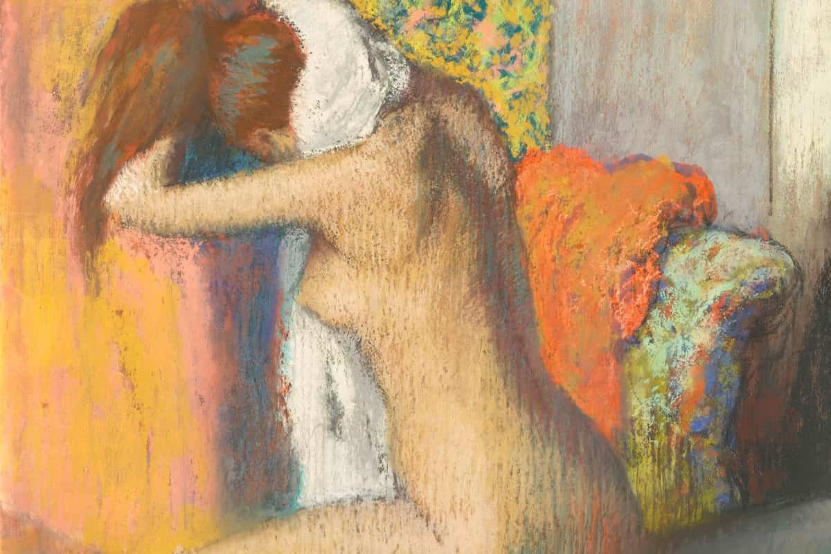 Pastel painting, After the Bath, Woman Drying Her Nape by Degas