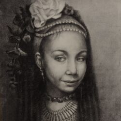 Amber, Charcoal and Graphite Pencil Meena Ajit