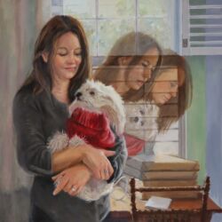 Anna and Her Dog, Oil on Aluminum Jill Eberle