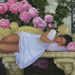 Paeonia the Nymph, Oil on Linen Canvas Panel Michael Wimmer